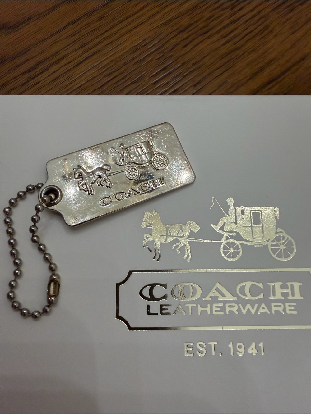 COACH Gold Leatherware Horse & Carriage Hang Tag Charm